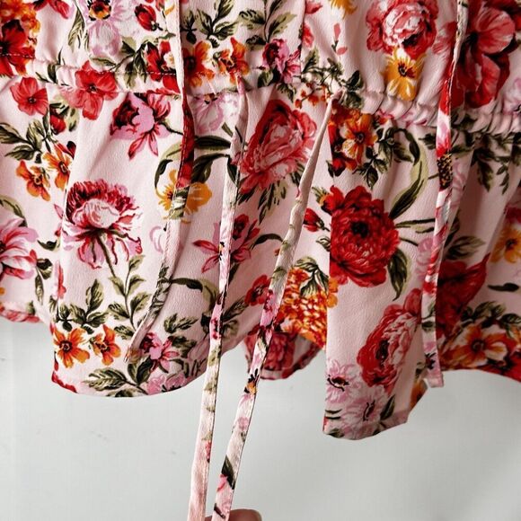 Old Navy Top XL Floral Boho Peasant Blouse Puff Sleeve Ruffle Bloomcore NWT - Picture 4 of 13